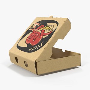 3D model small pizza box open