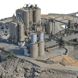 Mega Factory on the ocean cliff 3D model