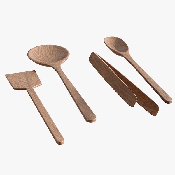 realistic walnut utensils 3D