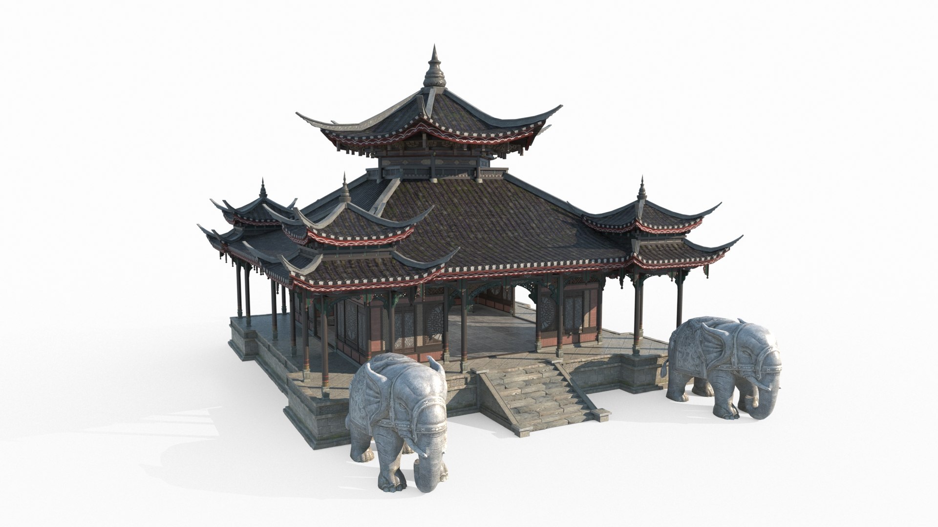 3D Model Temple Of Ancient Asian Architecture - TurboSquid 2073526