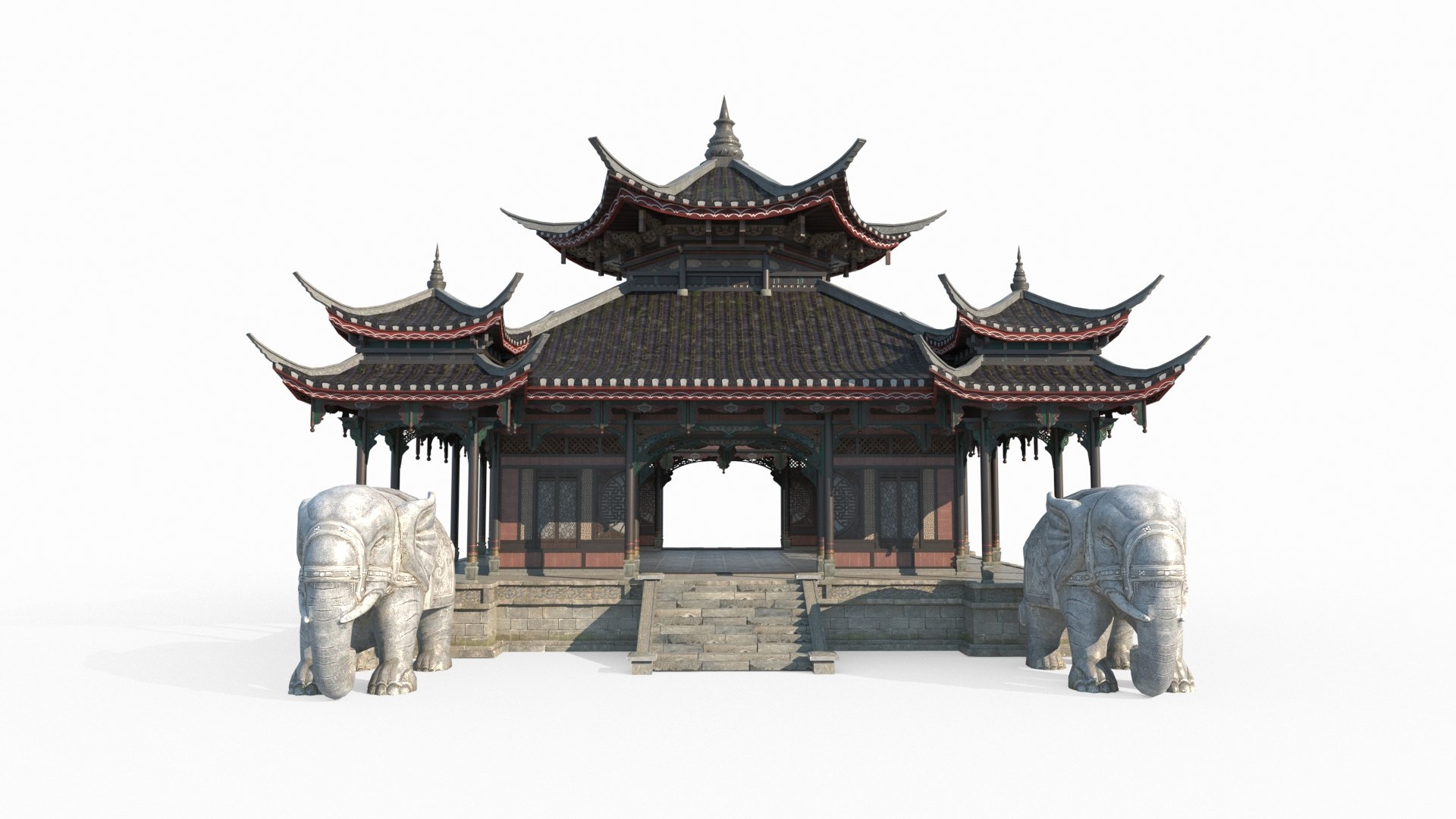 3D Model Temple Of Ancient Asian Architecture - TurboSquid 2073526