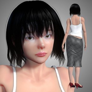 3D Janet Rigged Asian Female w Blendshapes