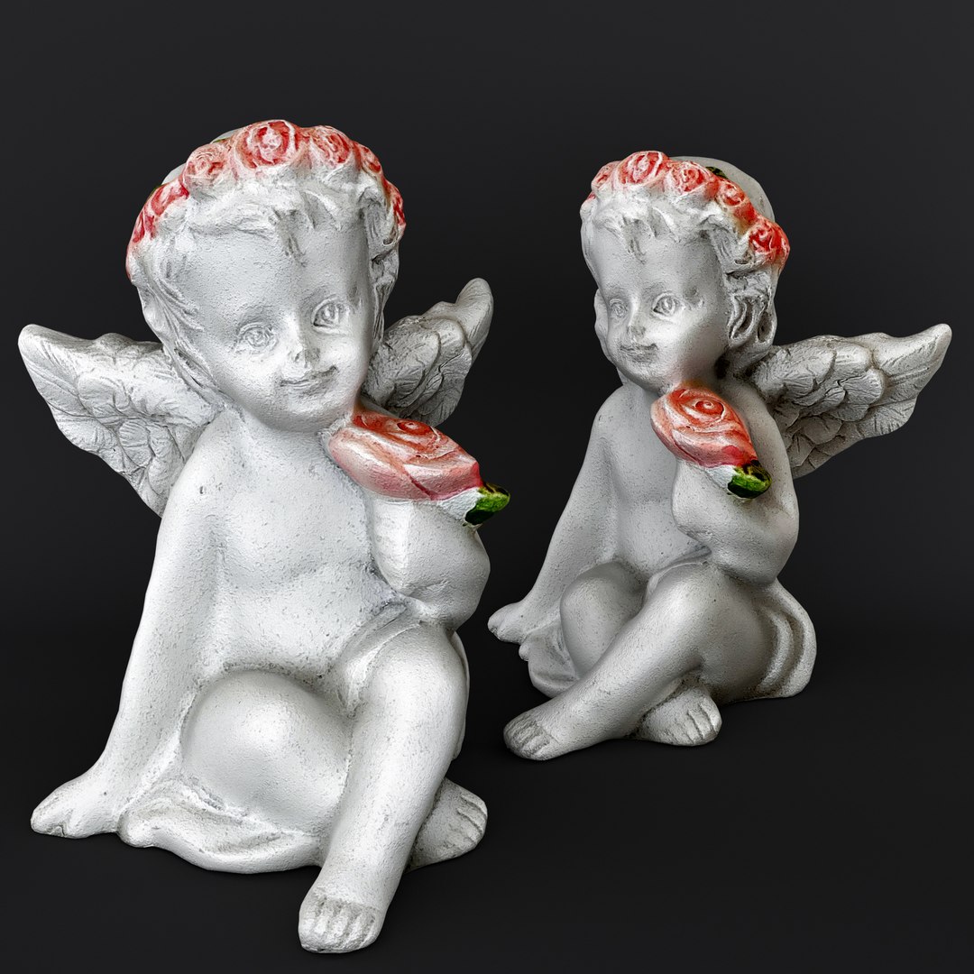 3D Sculpture Angel With A Rose - TurboSquid 1815279