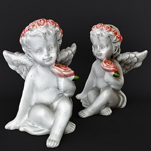 3D Sculpture Angel with a rose