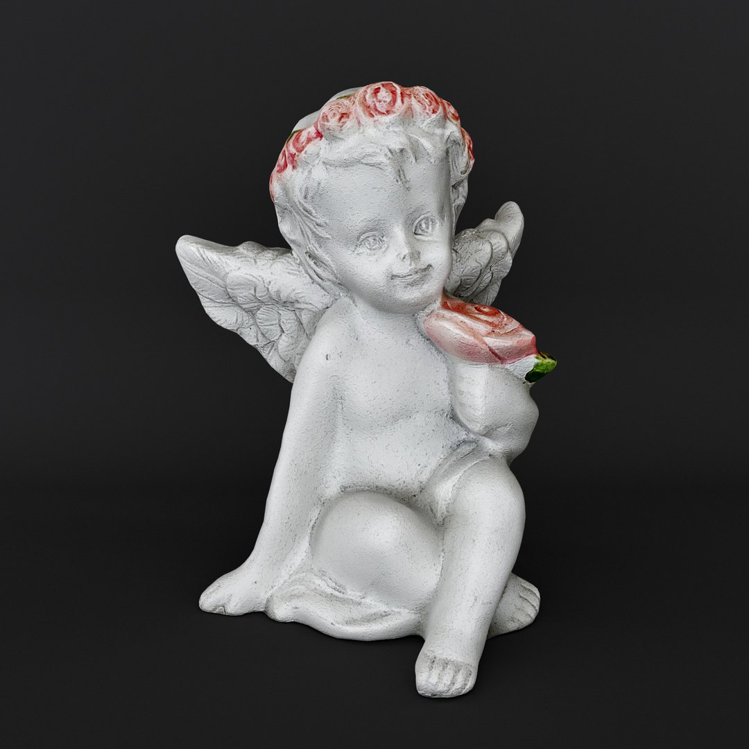 3D Sculpture Angel With A Rose - TurboSquid 1815279