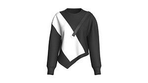 Girls Asymmetric Color Block Sweatshirt With Strap model