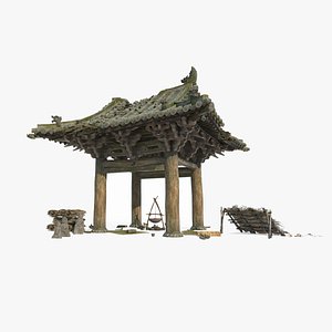 3D The dilapidated pavilions of ancient Asian architecture model