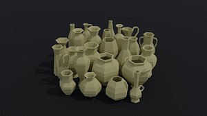 Low-poly Cartoon simple vases Polygonal Style