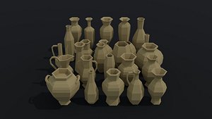 Low-poly Cartoon simple vases Polygonal Style