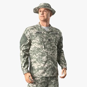 US Army Soldier Military ACU Rigged 3D Model