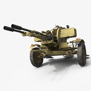 3D Towed Anti-Aircraft Autocannon 23mm Desert Rigged