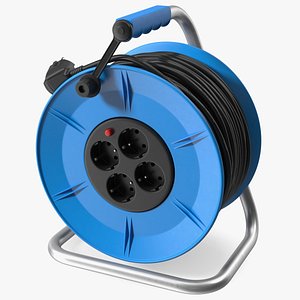 3D model Extension Cord Reel with 4 Electrical Power Outlets