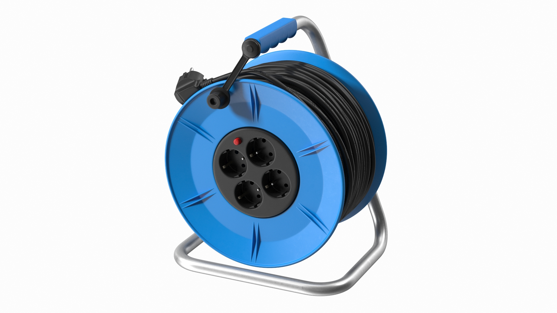 3D Model Extension Cord Reel With 4 Electrical Power Outlets