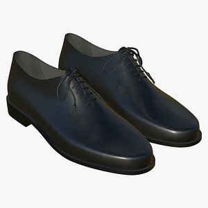 3D Realistic Leather Shoes Lace Up Black model