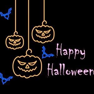 3D model Halloween neon light set