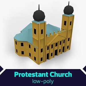 low-poly protestant church 3ds