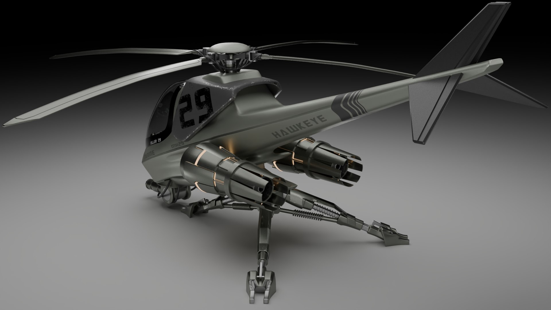 Sci Fi Attack Helicopter Concept 3D Model - TurboSquid 2154412