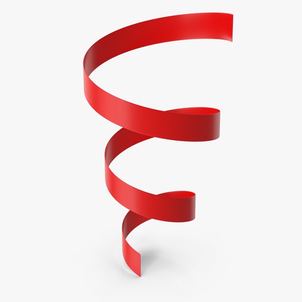 3D Red Curly Ribbon model
