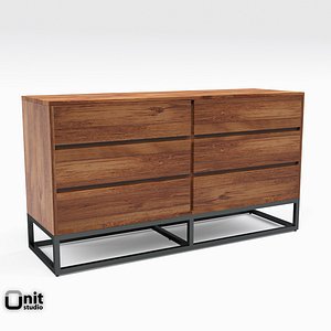 logan industrial 6-drawer dresser 3D model