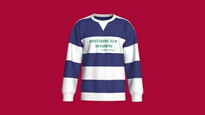 3D Men Letter Printed Color Block Striped Sweatshirt