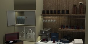 3D Modern Coffee Shop Interior model