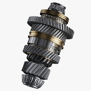 Shaft With Gears From The Gearbox Isolated