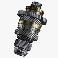 Shaft With Gears From The Gearbox Isolated