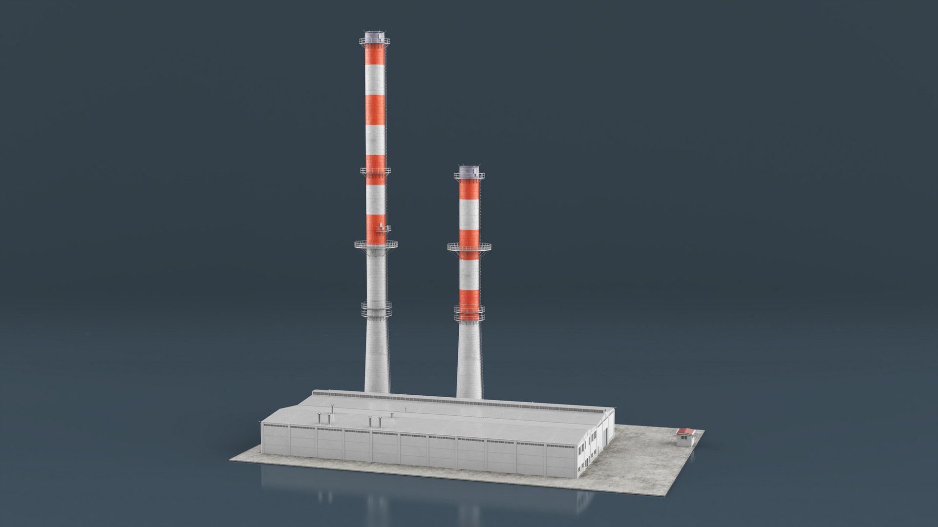 Factory Building With Industrial Chimney Pipes 3D Model - TurboSquid ...