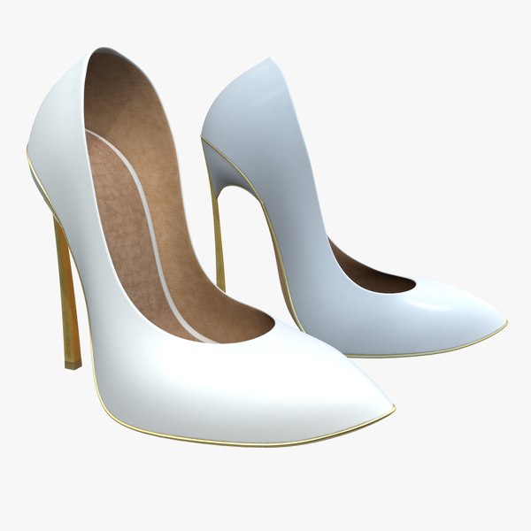 White Gold High Heels 3D model