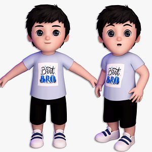 Kid Model Blue Shirt 3D model