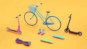 Urban Personal Vehicle Transport Cartoon Simple Style
