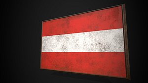 3D Old Picture Frame With Austria Flag - Game Ready PBR Low-poly 3D model