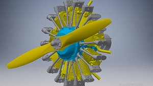 radial engine cylinder 3D model