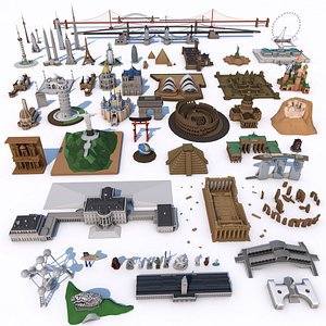 3D Poly World Landmarks Monument  Mega Pack Collection