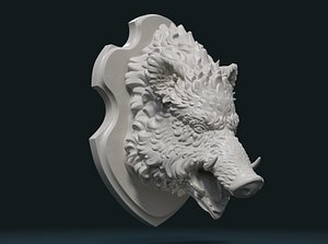 3D print ready boar head model