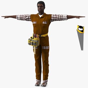 afro american carpenter rigged 3D model