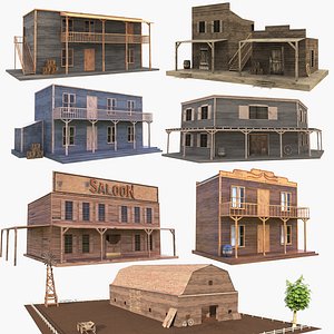 3D western buildings house 2