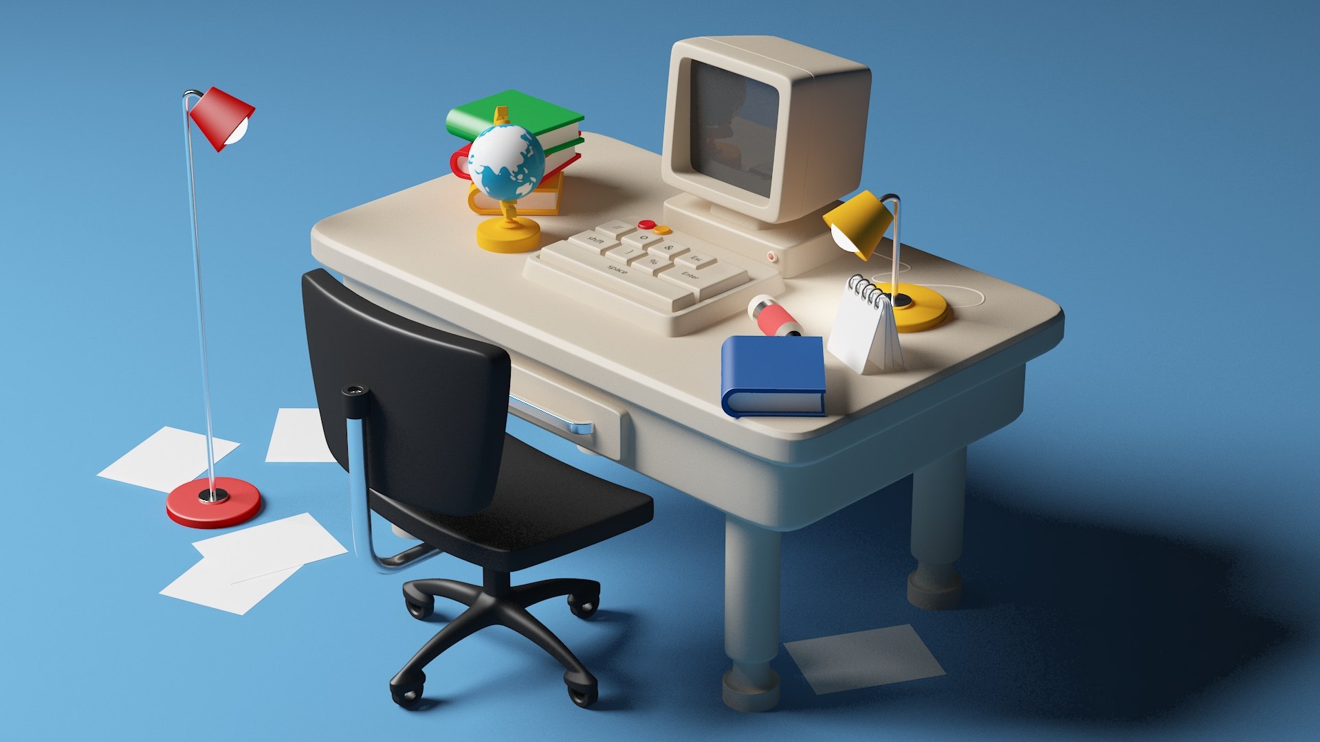 3D Cartoon Office Model - TurboSquid 2028062