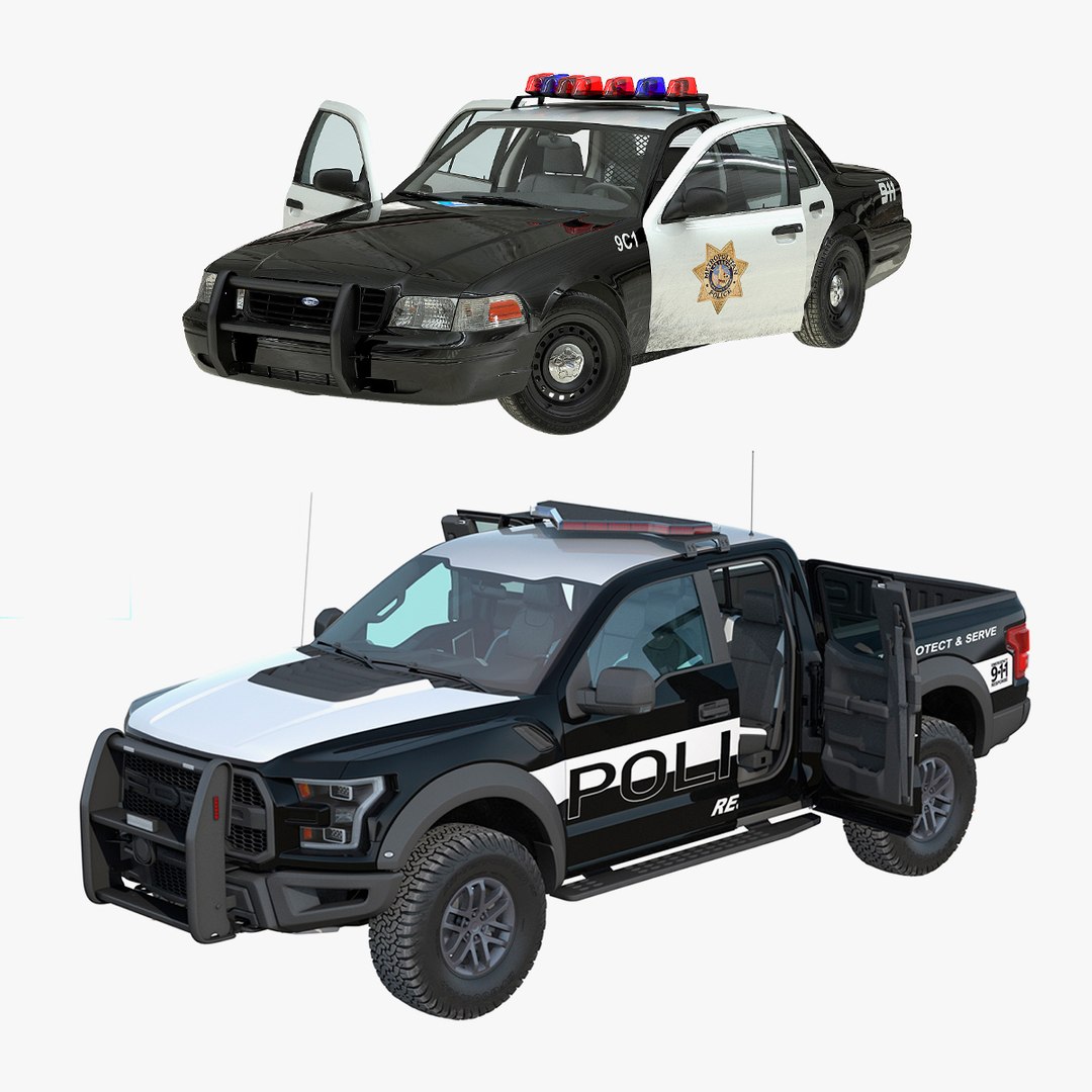 Ford Police Cars Rigged Collection 3D model preview