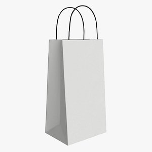 3D model White paper bag with handles 02