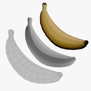 3D Banana in Low and High Poly model