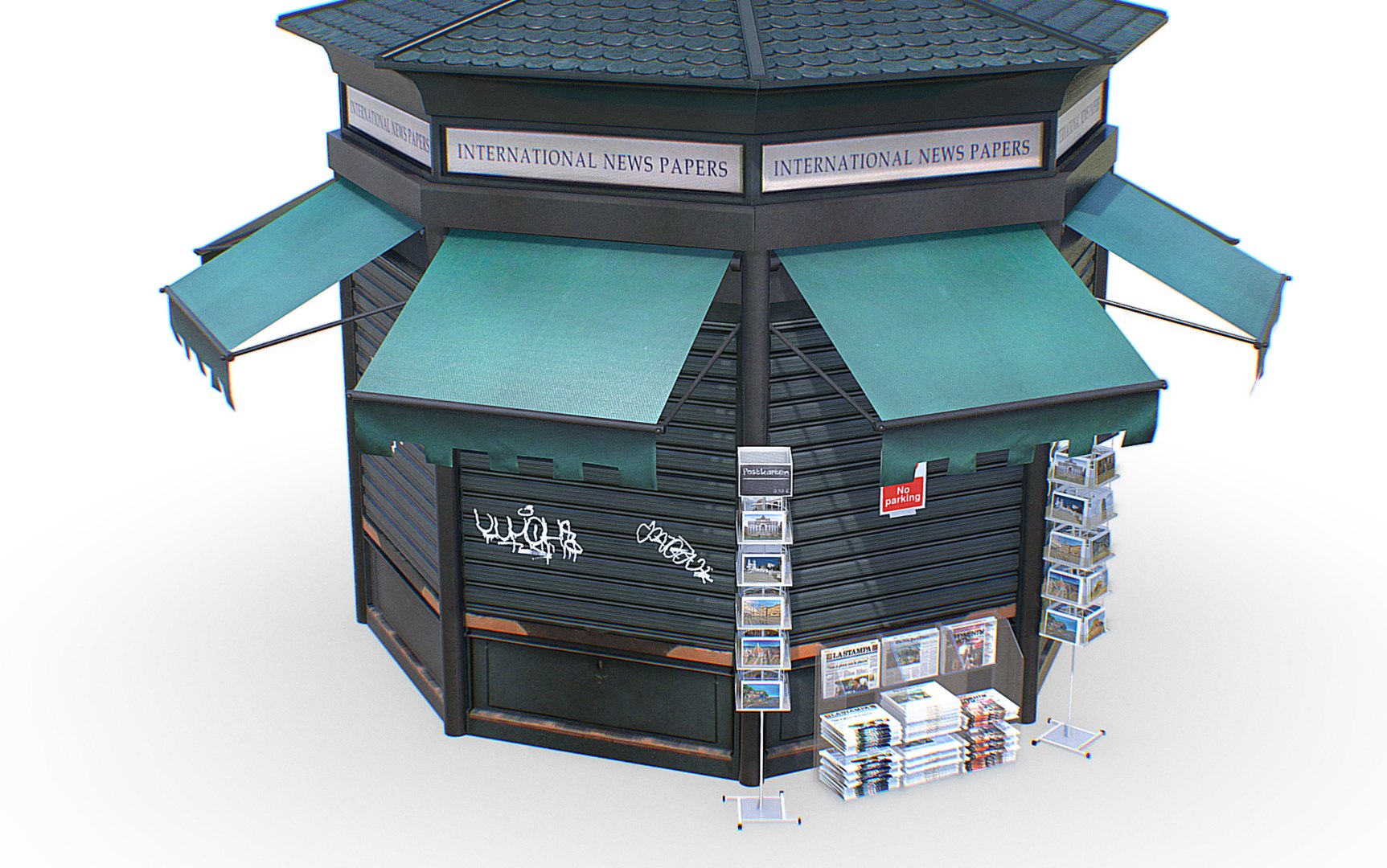 Photorealistic News Stand Kiosk Booth model https://p.turbosquid.com/ts-thumb/1c/gemhCy/5g/4/png/1732210730/1920x1080/fit_q87/ad480a7a871114079c1fea450eba9ba9a14b3521/4.jpg