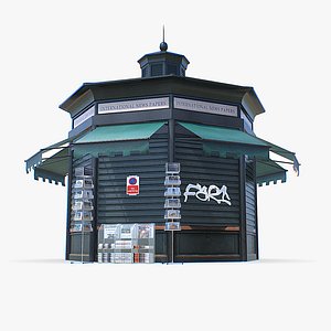 Photorealistic News Stand Kiosk Booth model