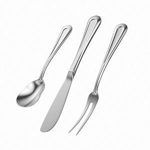 classic cutlery fruit spoon knife 3D model