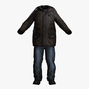 3D Urban Winter Jacket  Jeans Outfit model