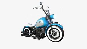 Motorcycle Cartoon A16 Blue White - Custom Vehicle Design 3D
