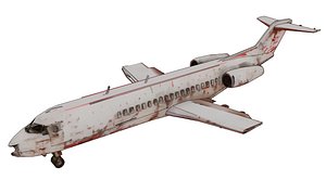 Wrecked civil aircraft among ruins
