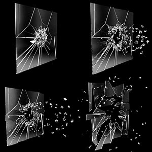 glass crash animation 3D model