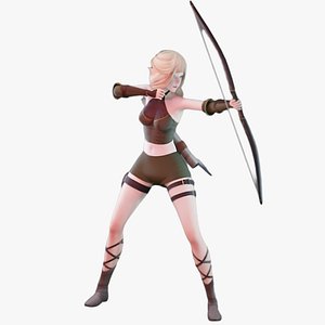 Elf Archer - Realistic Female Character - Blender UE5 Unity - 40 animations 3D