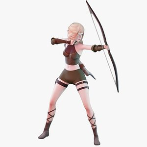 Elf Archer - Realistic Female Character - Blender UE5 Unity - 40 animations